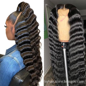 Transparent Hd Swiss Lace Loose Deep Wave Frontal Human Hair Wigs Pre Plucked Brazilian Lace Front Wig